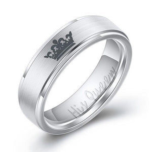 Women His Queen Stainless steel Ring Silver Color Her King Couple Ring