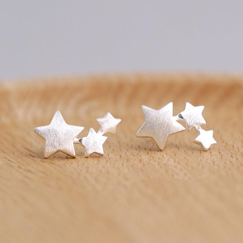 925 sterling silver Star Stud Earrings for Women Elegant Wedding Jewelry