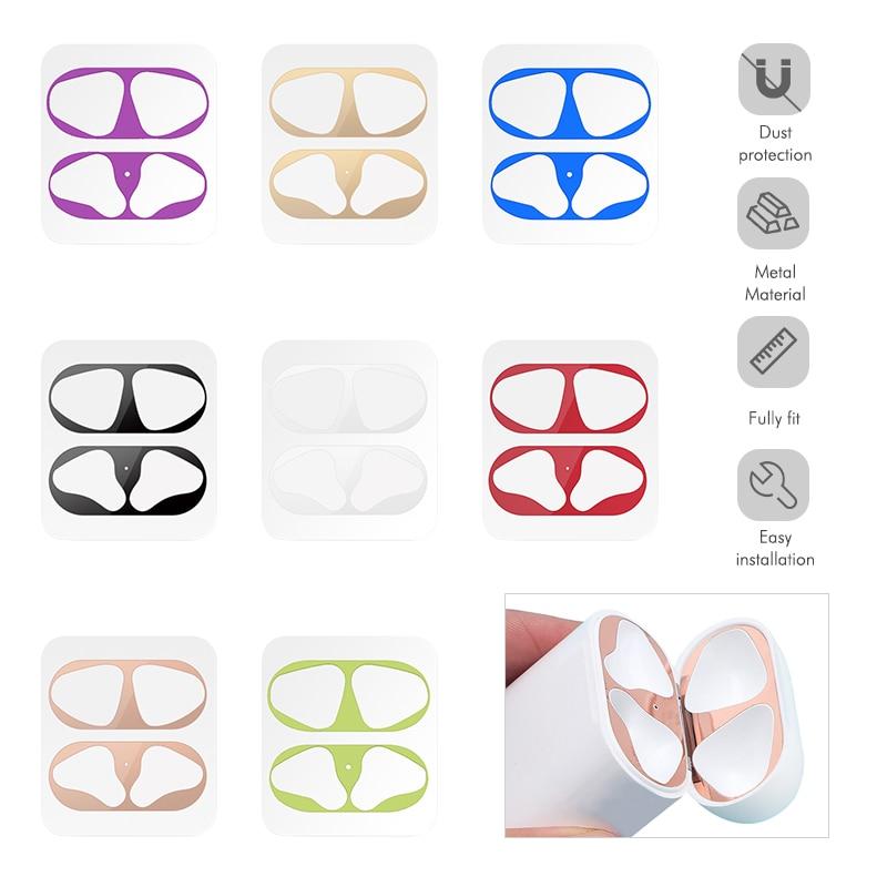 1 Set Ultra Thin Skin Protective Cover For Apple Airpods Metal Film Sticker Iron Shavings Dust Guard For Airpod Earphones