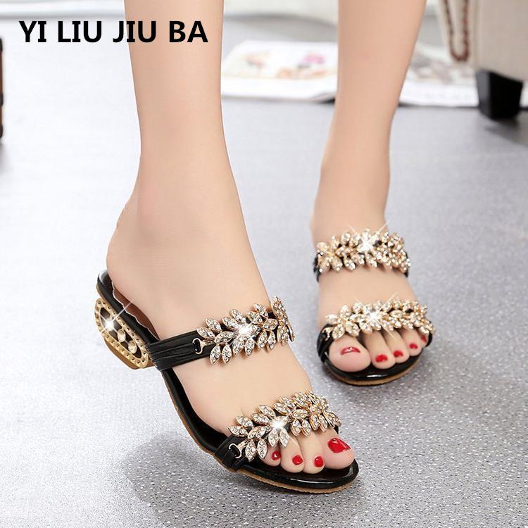 summer beach sandals Fashion women Rhinestone outdoor slippers