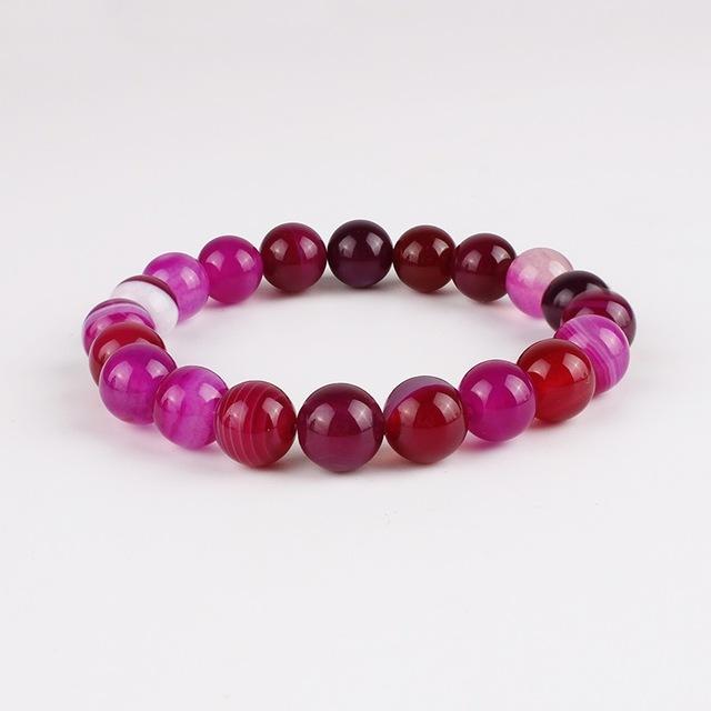 Natural Stone Love Purple Bead Bracelet Vintage Charm Round Chain Beads Bracelet