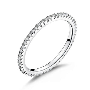 925 Sterling Silver Simple Geometric Round Single Stackable Finger Ring