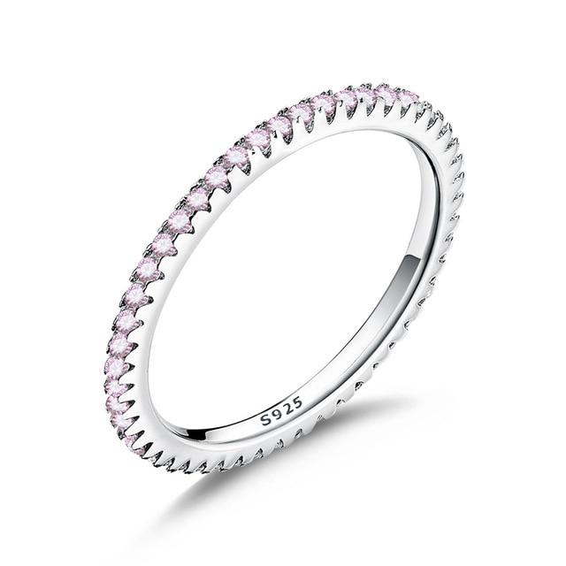 925 Sterling Silver Simple Geometric Round Single Stackable Finger Ring